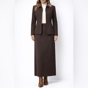 Kasper ASL Wool Skirt Suit 4P NWT – Faux Fur Collar Jacket & Long Skirt